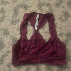 Free People Lace Bralette in Burgundy